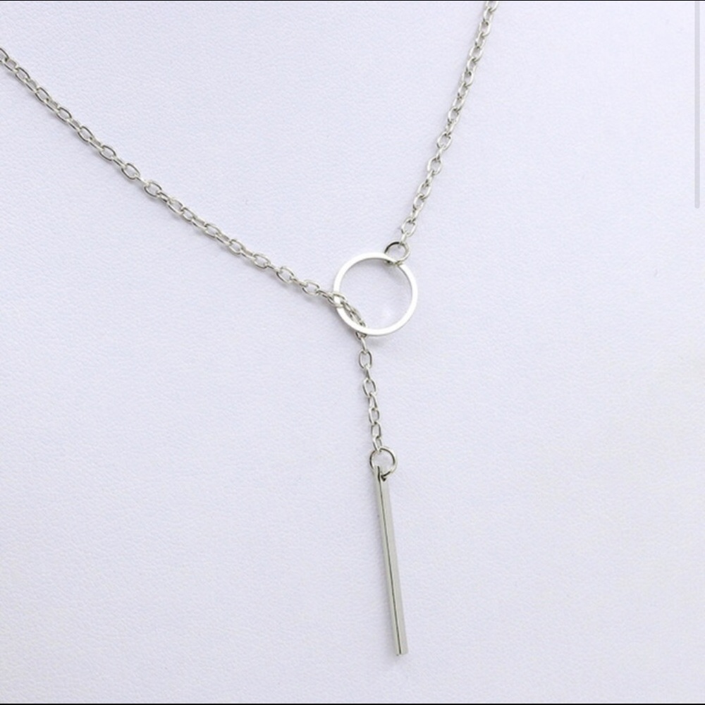 Circle and Bar Simple Necklace Silver